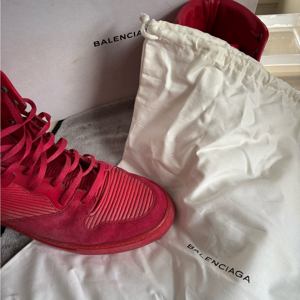 Balenciaga Men's Red High-Top Sneakers - Picture 2 of 3
